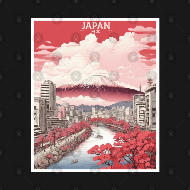 Hiroshima Japan Cherry Blossom Vintage Tourism Travel Poster by TravelersGems