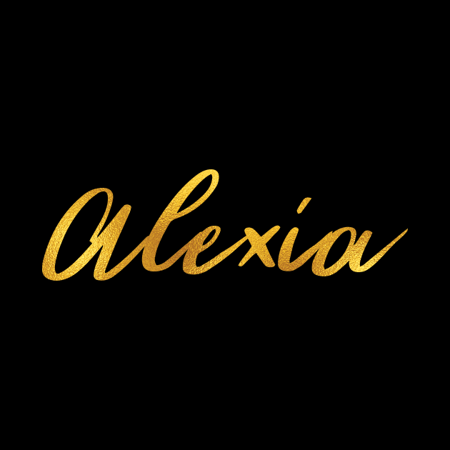 Alexia Name Hand Lettering in Faux Gold Letters by Pixel On Fire