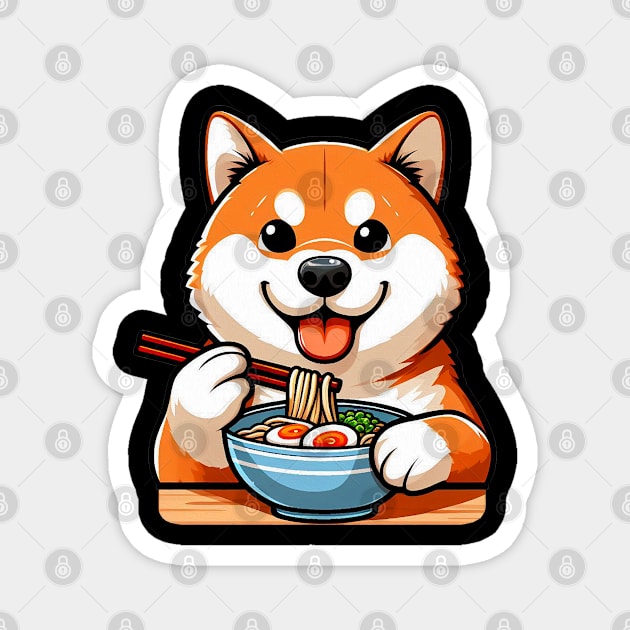 Shiba Inu Loves Ramen Magnet by Plushism