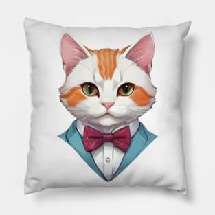 Fancy Cat with Bowtie no.15 Pillow