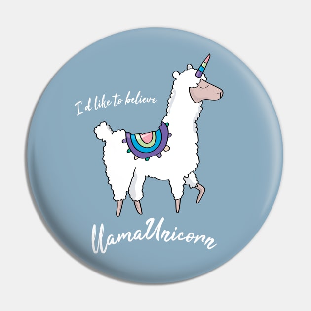 I'd Like to Believe Llama Unicorn Pin by DinkyHead