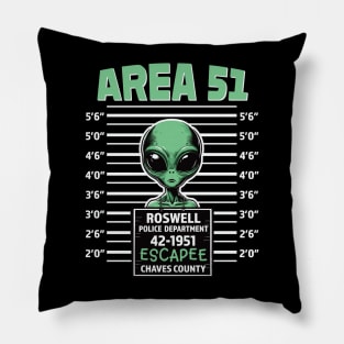 Alien Mugshot Area 51 Escapee Vintage Roswell Novelty Pillow