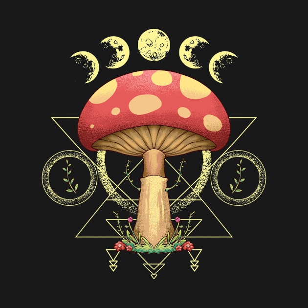 Mushroom Night Magic Dark Moon Phases Fungi Lover by Funnyawesomedesigns