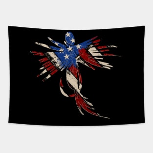 Vintage Red White and Blue American Flag Distressed Fly Fishing Tapestry