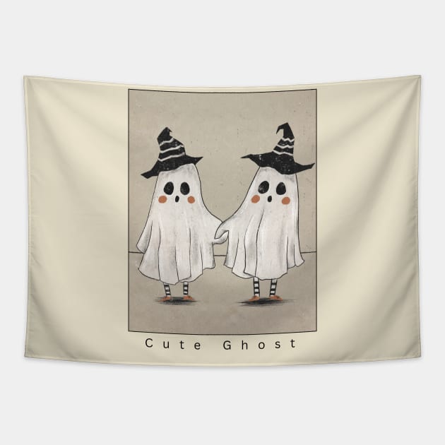 Boo-tiful Haunts: Halloween Cute Ghost Tapestry by neverland-gifts