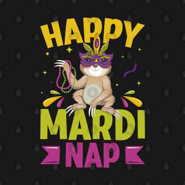 Happy Mardi Nap Lazy Sloth Wearing Carnival Mask Mardi Gras by Pizzan