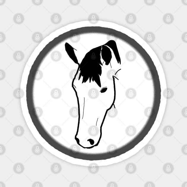 Black horse face on white background Magnet by RedHeadAmazona