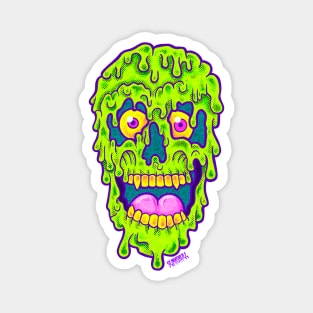 Neon slime drip spooky skull Magnet