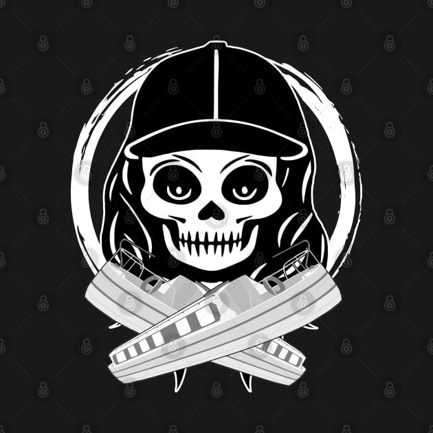 Gongoozler Skull and Crossed Narrowboats White Logo by Nuletto