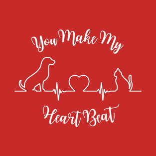 Valentine Dog and Cat Pets Heart T-Shirt