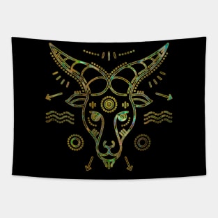 Capricorn Zodiac Gold Abalone Tapestry
