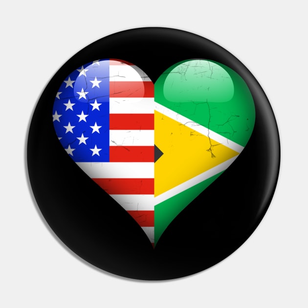 Half American Half Guyanese - Gift for Guyanese From Guyana Pin by Country Flags