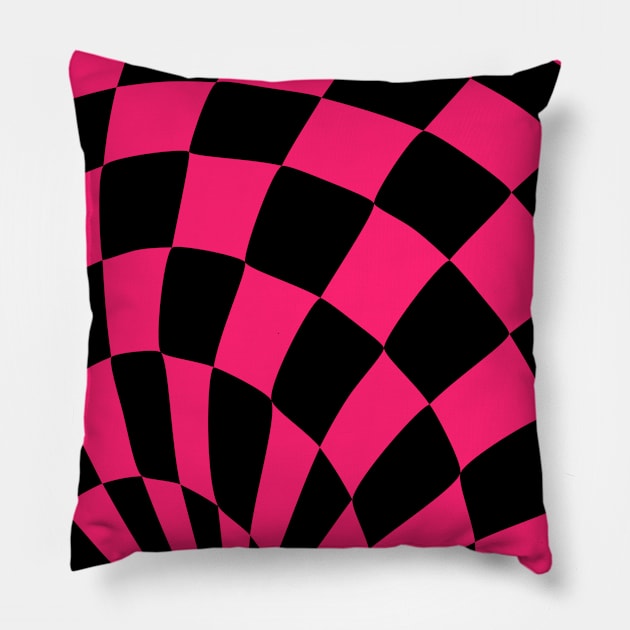 Pink and Black Checkers Pillow by taoistviking