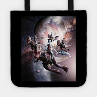 Alien Riding T-Rex Dinosaur In Space Tote