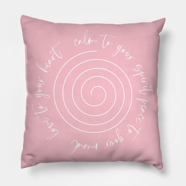 The spiral, death and rebirth. Peace to your mind, love to your heart, calm to your spirit text T-Shirt Pillow by FlyingWhale369