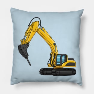 Breaker excavator cartoon illustration Pillow