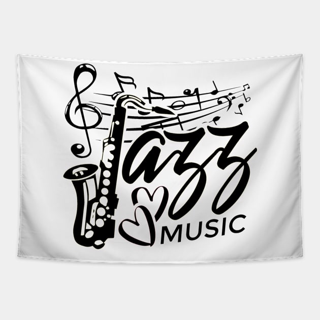 i Love Jazz Music Tapestry by HBfunshirts