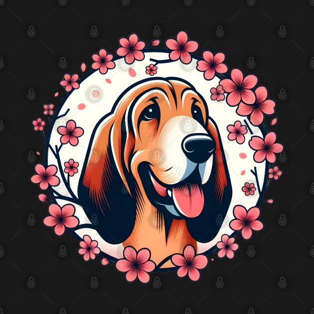 Bloodhound Welcomes Spring Amid Cherry Blossoms by ArtRUs