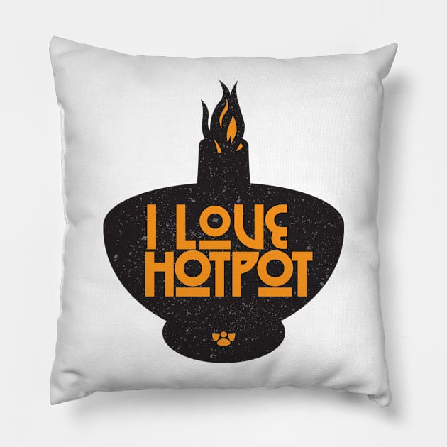 Hotpot Silouette - orange Pillow by ghud