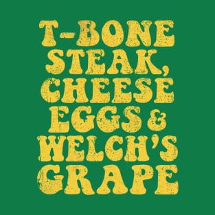 Vintage Guest Check T-Bone Steak, Cheese Eggs, Welch's Grape T-Shirt