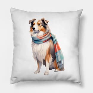 Australian shepherd winter dog Pillow