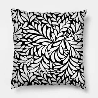 Floral Geometric Abstract Art - Black And White Pillow