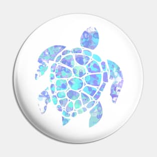 Sea Turtle Design in Turquoise, Mint and Purple Paint Drops Pattern Pin