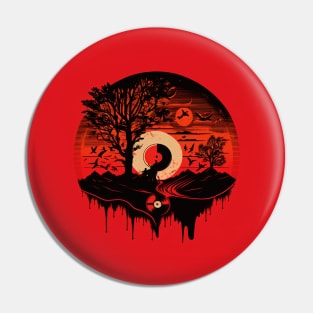 Abstract Vinyl LP Music Record Sunset Red illustration Pin