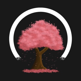 Simple Cherry Blossom Tree With Falling Leaves T-Shirt