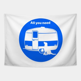 ALL YOU NEED A DOG A CARAVAN BLUE2 Tapestry