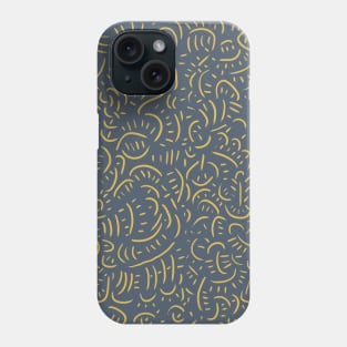 Simple graphic pattern with short lines, yellow on blue Phone Case