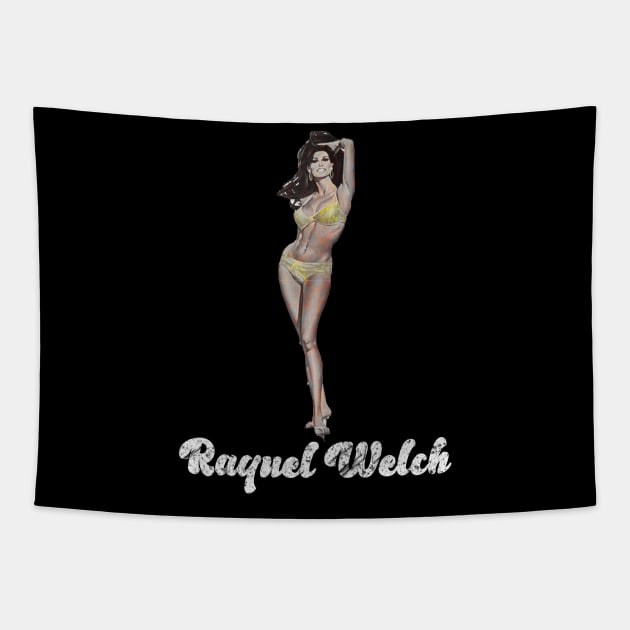 raquel welch monochrom Tapestry by sungchengjie_art