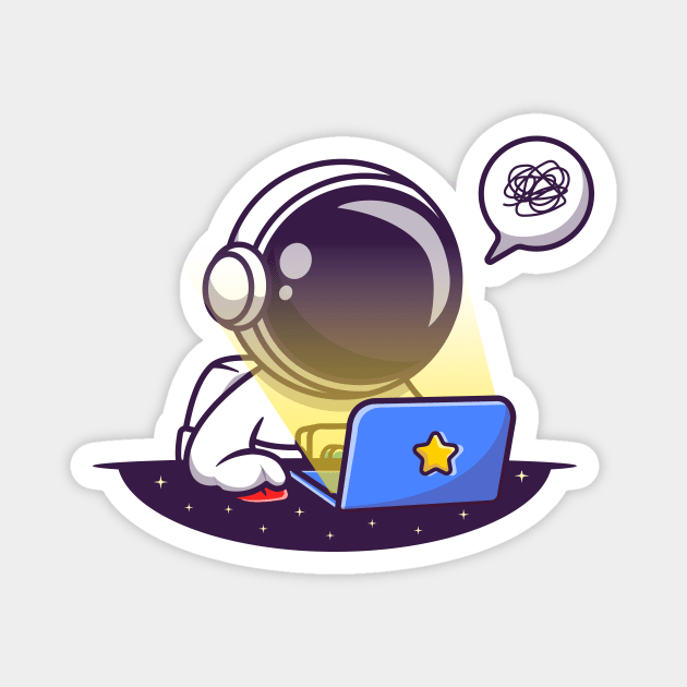 Cute Astronaut Working On Laptop Magnet by Catalyst Labs