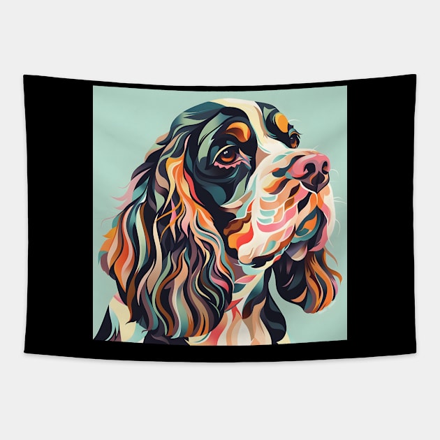 70s English Cocker Spaniel Vibes: Pastel Pup Parade Tapestry by NatashaCuteShop