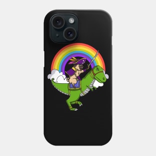 Pug Dog Pirate Riding T-Rex Dinosaur Phone Case