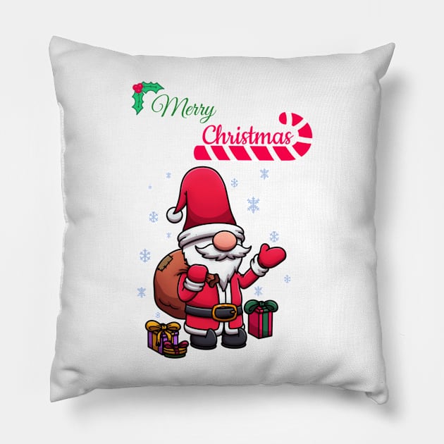 Merry Christmas Santa Gnome Pillow by TheMaskedTooner