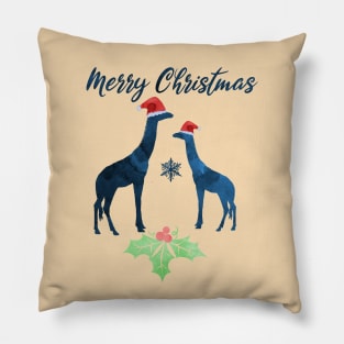 Christmas Giraffe Artwork Pillow