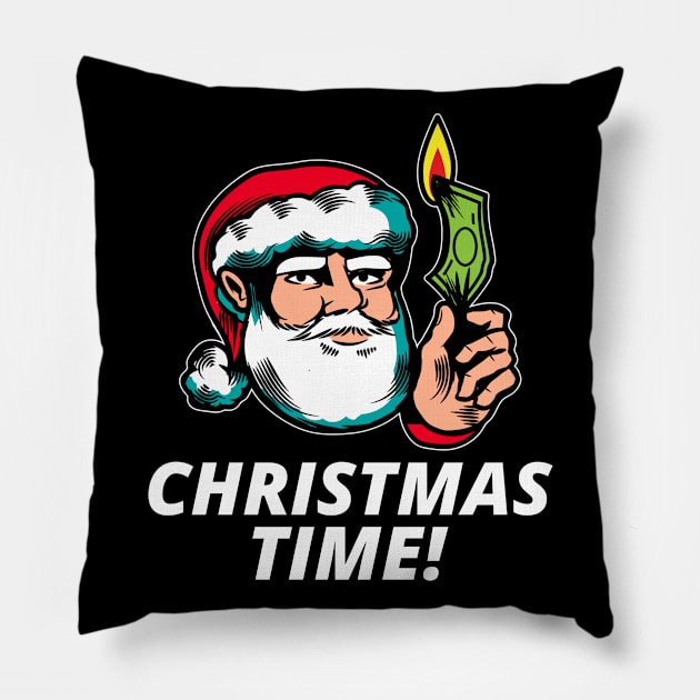 Funny Santa Christmas Pillow by RayaneDesigns