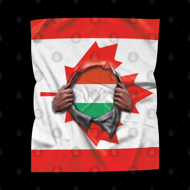 Hungary Flag Canadian Flag Ripped Open - Gift for Hungarian From Hungary by Country Flags