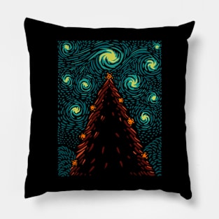 Starry Christmas Tree - Van gogh starry night Pillow