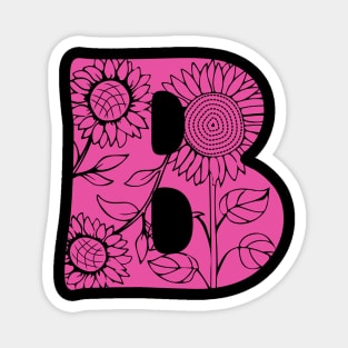 Stylized capital letter B initial design and sunflowers Magnet