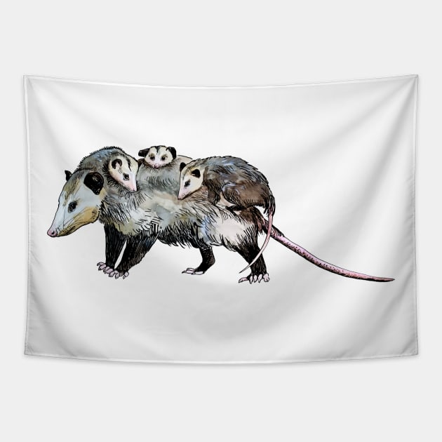 mother opossum Tapestry by VicaVeresk