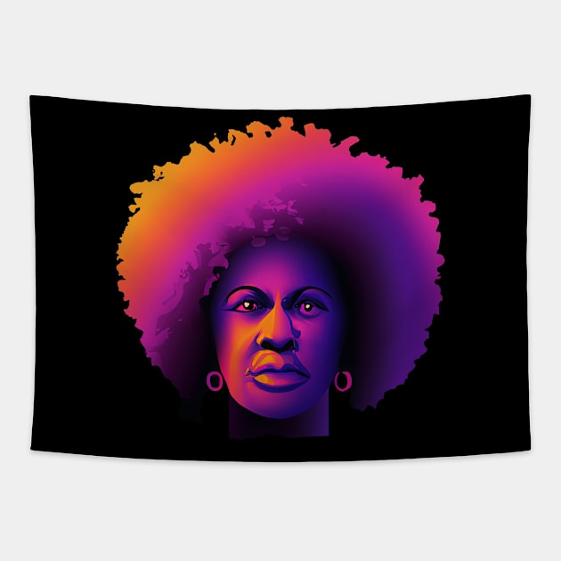 Angela Davis Black History Portrait Retro Colorful Tapestry by BetterManufaktur