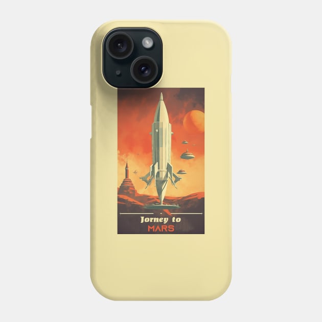 Mars Adventure Vintage Travel Poster Phone Case by GreenMary Design
