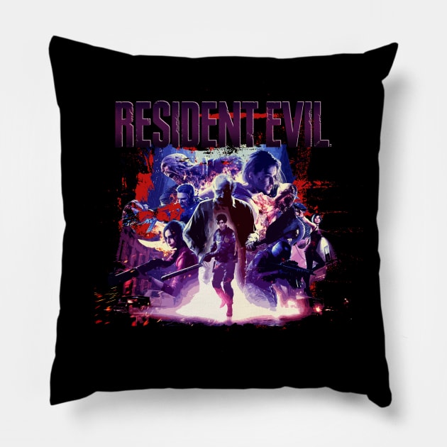 Resident Evil Mash Up Vintage Pillow by Bones Be Homes