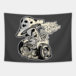 Mushroom Man on Wheels Tapestry