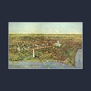 Antique Map with a Panoramic View of Washington DC T-Shirt