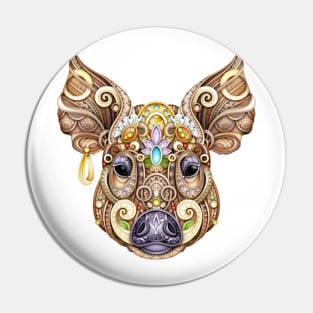 Ornate Decorative Boar, Wild Animal Head Pin