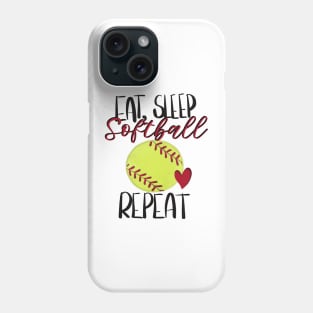 Eat, Sleep, Softball Repeat Design Phone Case