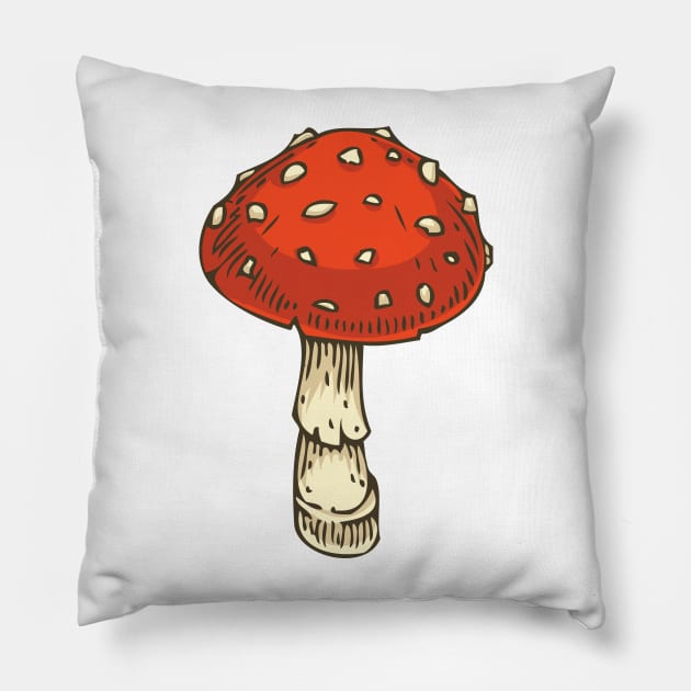 Red Amanita. Fly Agaric Mushroom Pillow by deepfuze